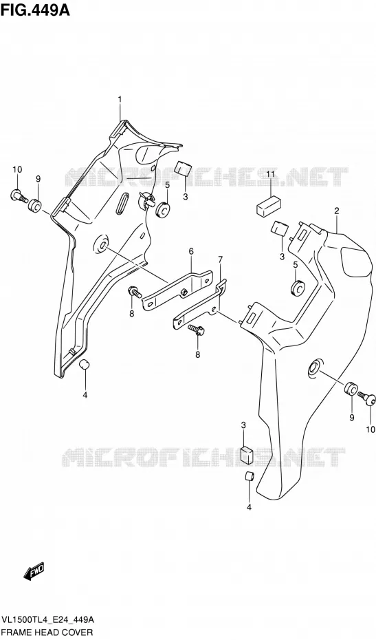COUVERCLES DE CADRE AVANT Suzuki MOTO 1500 BOULEVARD 2014  VL1500T L4 (E24)