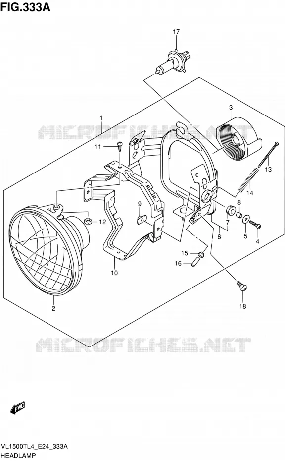 PHARE Suzuki MOTO 1500 BOULEVARD 2014  VL1500T L4 (E24)