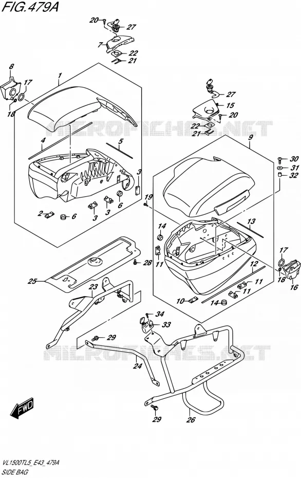 VALISE LATERALE - SUPPORT Suzuki MOTO 1500 BOULEVARD 2015  VL1500T L5 (E43)