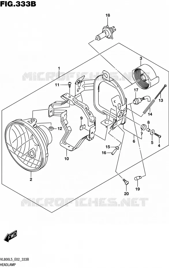 PHARE (VL800L5 E19) Suzuki MOTO 800 INTRUDER 2015  VL800 L5 (E19)