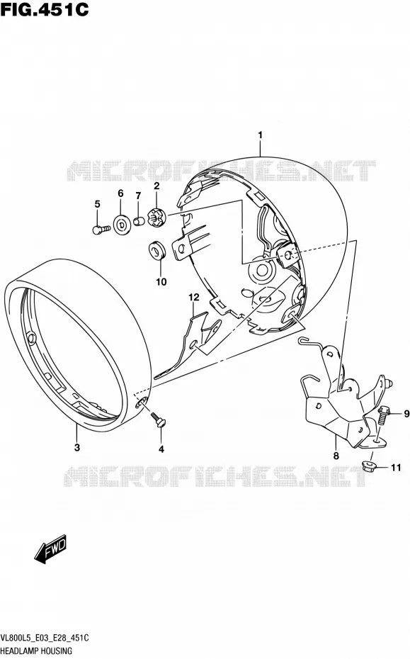 BOL DE PHARE (VL800TL5 E03) Suzuki MOTO 800 BOULEVARD 2015  VL800 L5/VL800T L5
