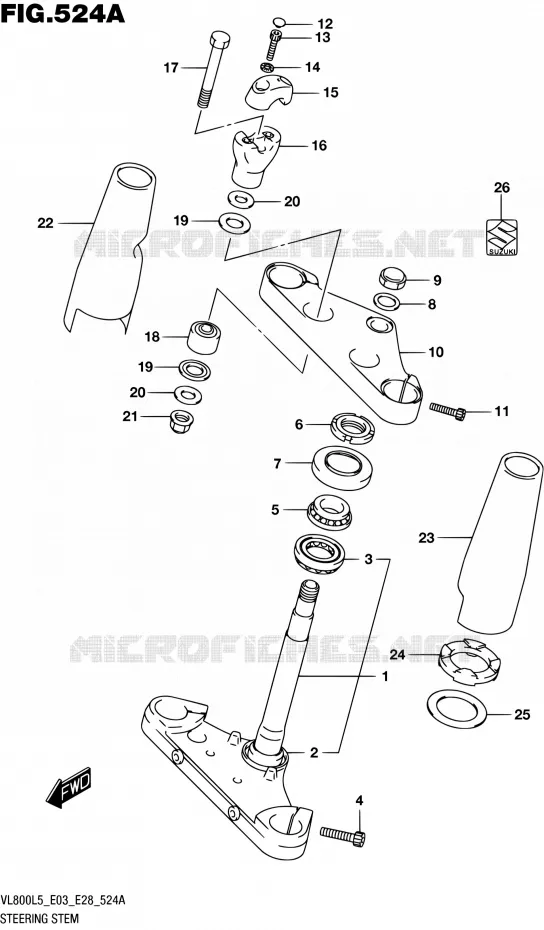 COLONNE DE DIRECTION (VL800L5 E03) Suzuki MOTO 800 BOULEVARD 2015  VL800 L5/VL800T L5