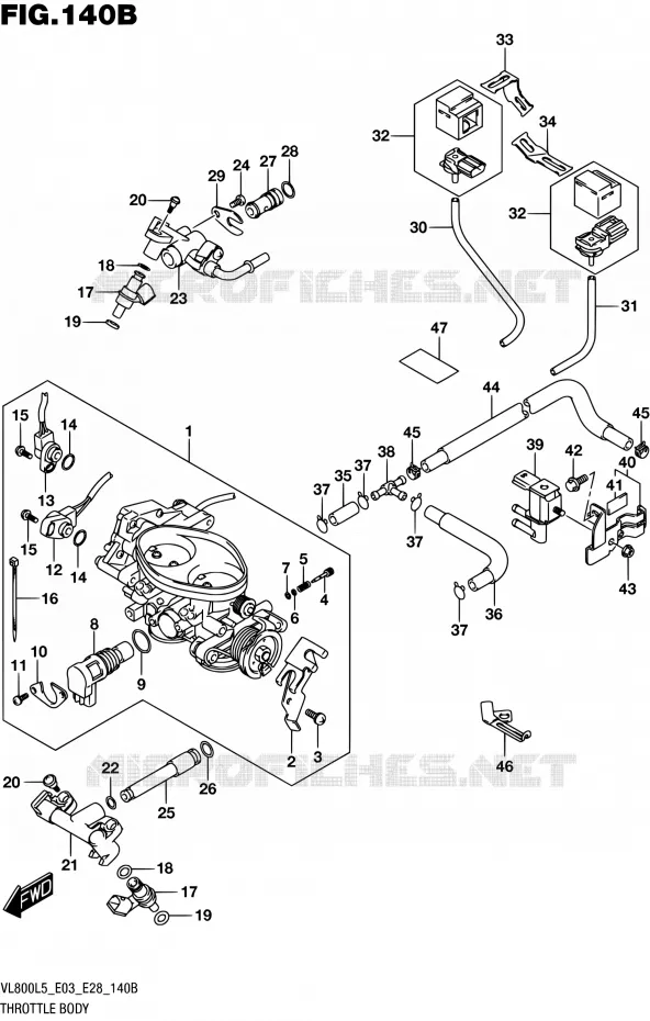 CORPS DE PAPILLON (VL800L5 E33) Suzuki MOTO 800 BOULEVARD 2015  VL800 L5/VL800T L5