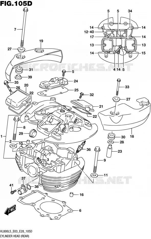 CULASSE (REAR) (VL800TL5 E28) Suzuki MOTO 800 BOULEVARD 2015  VL800 L5/VL800T L5