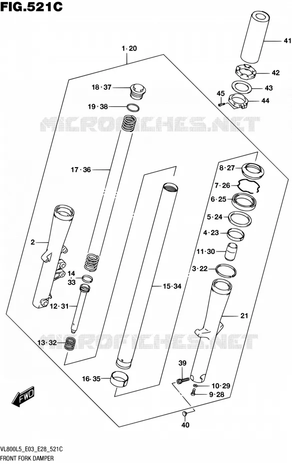 FOURCHE (VL800TL5 E03) Suzuki MOTO 800 BOULEVARD 2015  VL800 L5/VL800T L5