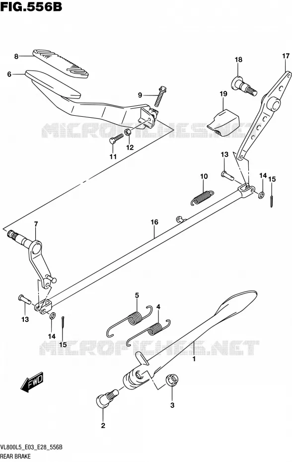 FREIN ARRIERE (VL800L5 E33) Suzuki MOTO 800 BOULEVARD 2015  VL800 L5/VL800T L5