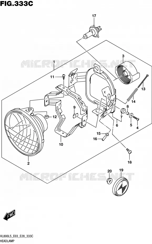 PHARE (VL800TL5 E03) Suzuki MOTO 800 BOULEVARD 2015  VL800 L5/VL800T L5