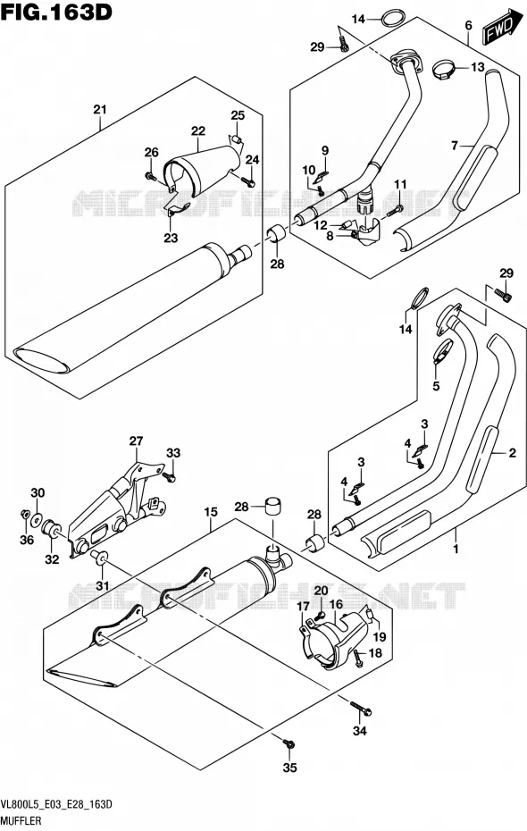SILENCIEUX (VL800TL5 E28) Suzuki MOTO 800 BOULEVARD 2015  VL800 L5/VL800T L5