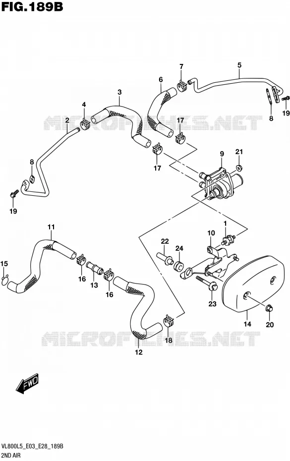 SYSTEME RECYCLAGE GAZ ECHAPPEMENT (VL800L5 E33) Suzuki MOTO 800 BOULEVARD 2015  VL800 L5/VL800T L5