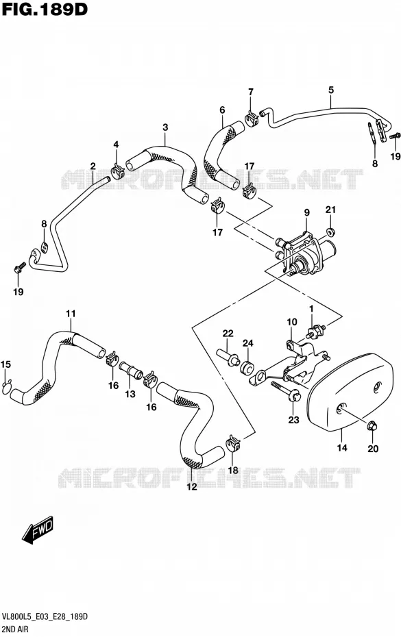 SYSTEME RECYCLAGE GAZ ECHAPPEMENT (VL800TL5 E28) Suzuki MOTO 800 BOULEVARD 2015  VL800 L5/VL800T L5