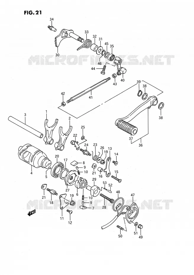 ENSEMBLE SELECTEUR DE VITESSES (MODEL H/J/K/L,MODEL M E01,E39,MODEL N/P E01) Suzuki MOTO 1400 INTRUDER 1990  VS1400GLP R/VS1400GLF R (E01,E04,E17,E21,E22,E24,E34)