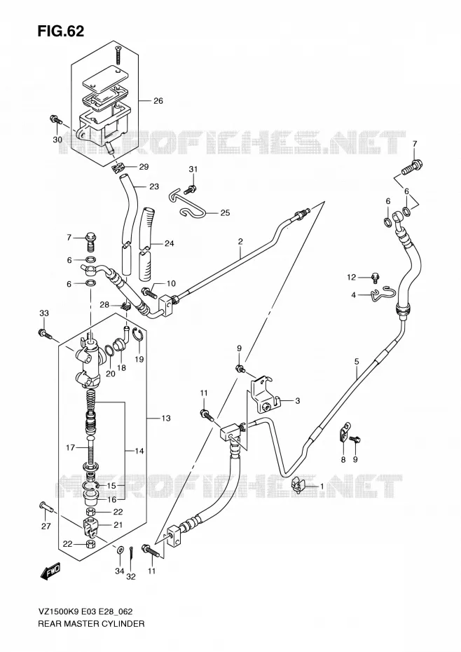 MAITRE CYLINDRE ARRIERE Suzuki MOTO 1500 BOULEVARD 2010  VZ1500 L0 (E33)