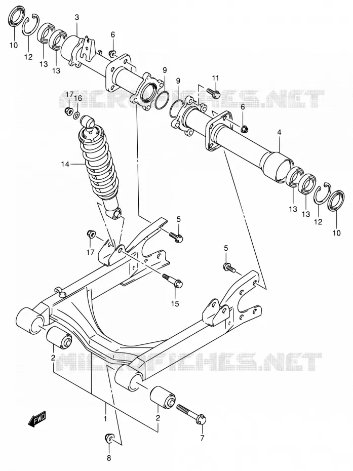 BRAS OSCILLANT ARRIERE Suzuki QUAD 400 EIGER 2007  LT-A400F K7 (P03,P28,P33)