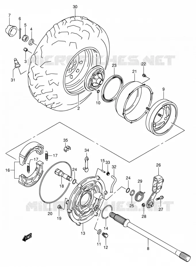 ROUE ARRIERE DROITE Suzuki QUAD 400 EIGER 2011  LT-A400F K7 (P17,P24)