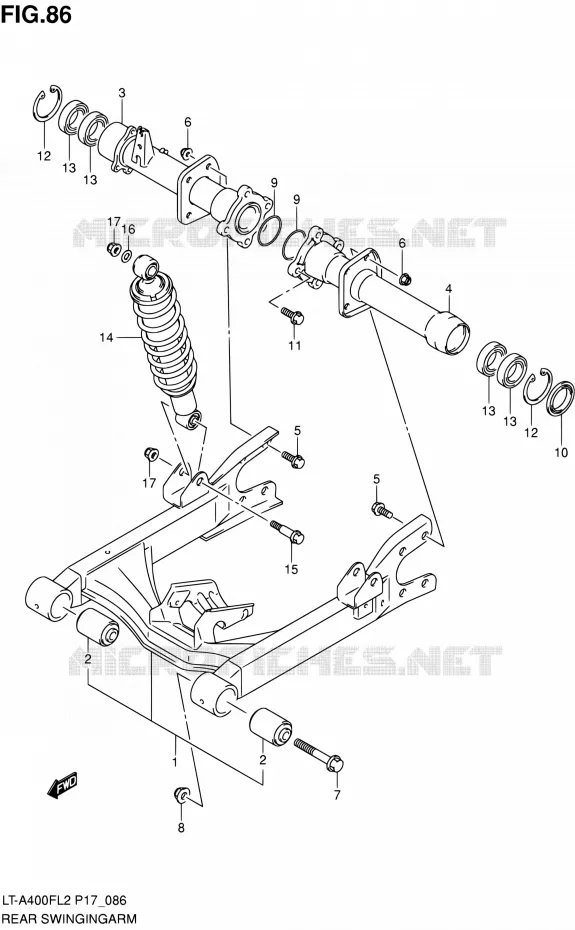 BRAS OSCILLANT ARRIERE Suzuki QUAD 400 KINGQUAD 2012  LT-A400F L2/LT-A400FZ L2 (P17,P24)