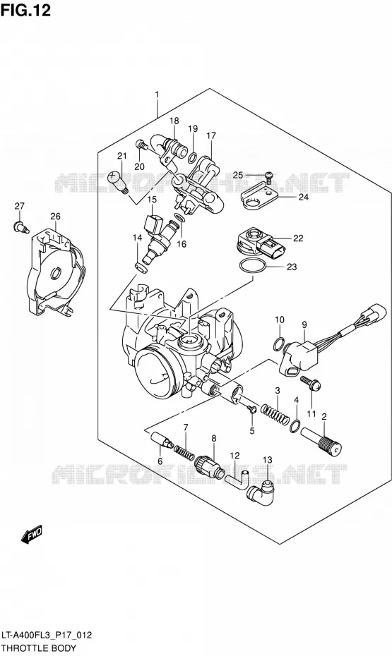 CORPS DE PAPILLON Suzuki QUAD 400 KINGQUAD 2013  LT-A400F L3/LT-A400FZ L3 (P17,P24)