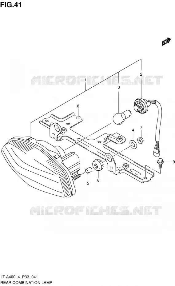 ENSEMBLE FEU ARRIERE Suzuki QUAD 400 KINGQUAD 2014  LT-A400 L4 (P03,P28,P33)