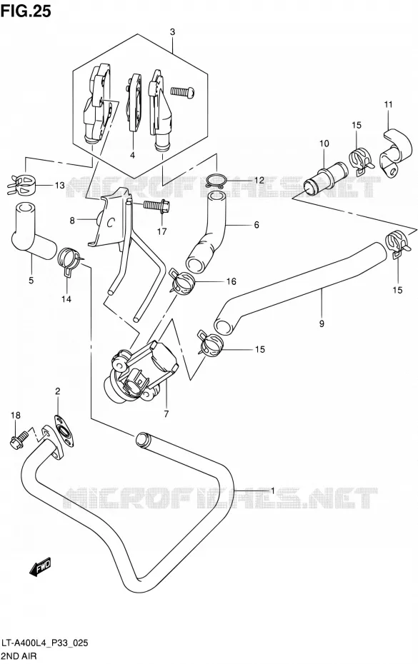 SYSTEME RECYCLAGE GAZ ECHAPPEMENT (LT-A400L4 P33) Suzuki QUAD 400 KINGQUAD 2014  LT-A400 L4 (P03,P28,P33)