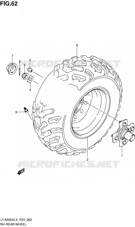 ROUE ARRIERE DROITE Suzuki QUAD 500 KINGQUAD 2014  LT-A500X L4 (P24)