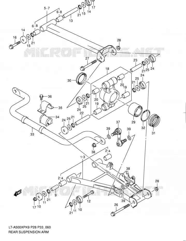 BRAS SUSPENSION ARRIERE Suzuki QUAD 500 KINGQUAD 2010  LT-A500XP L0/LT-A500XPZ L0 (P28,P33)