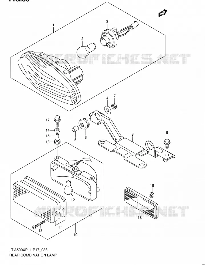 ENSEMBLE FEU ARRIERE (LT-A500XPL1 P17) Suzuki QUAD 500 KINGQUAD 2011  LT-A500XP L1 (P17,P24)