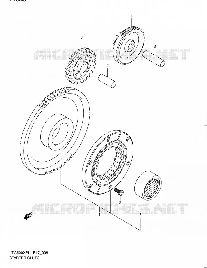 ROUE LIBRE DE DEMARREUR Suzuki QUAD 500 KINGQUAD 2011  LT-A500XP L1 (P17,P24)