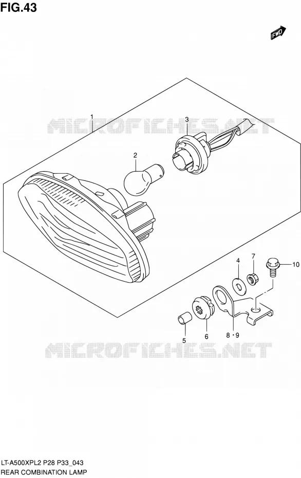 ENSEMBLE FEU ARRIERE (LT-A500XPL2 P33) Suzuki QUAD 500 KINGQUAD 2012  LT-A500XP L2/LT-A500XPZ L2 (P03,P28,P33)