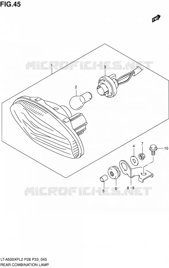 ENSEMBLE FEU ARRIERE (LT-A500XPZL2 P33) Suzuki QUAD 500 KINGQUAD 2012  LT-A500XP L2/LT-A500XPZ L2 (P03,P28,P33)