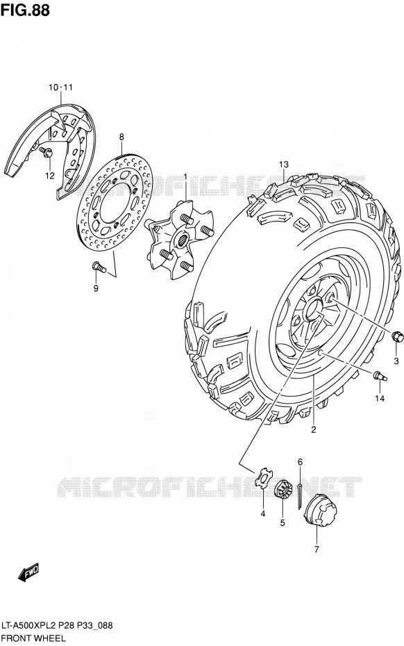 ROUE AVANT (LT-A500XPL2 P28) Suzuki QUAD 500 KINGQUAD 2012  LT-A500XP L2/LT-A500XPZ L2 (P03,P28,P33)