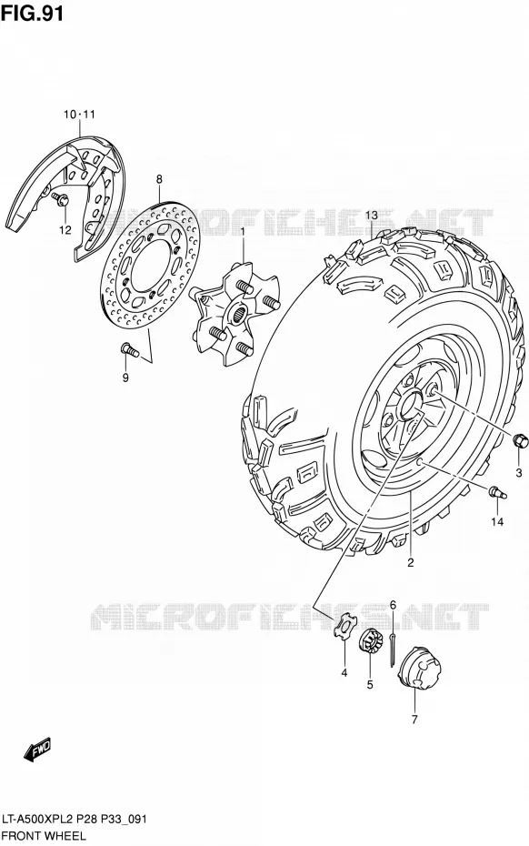 ROUE AVANT (LT-A500XPZL2 P33) Suzuki QUAD 500 KINGQUAD 2012  LT-A500XP L2/LT-A500XPZ L2 (P03,P28,P33)