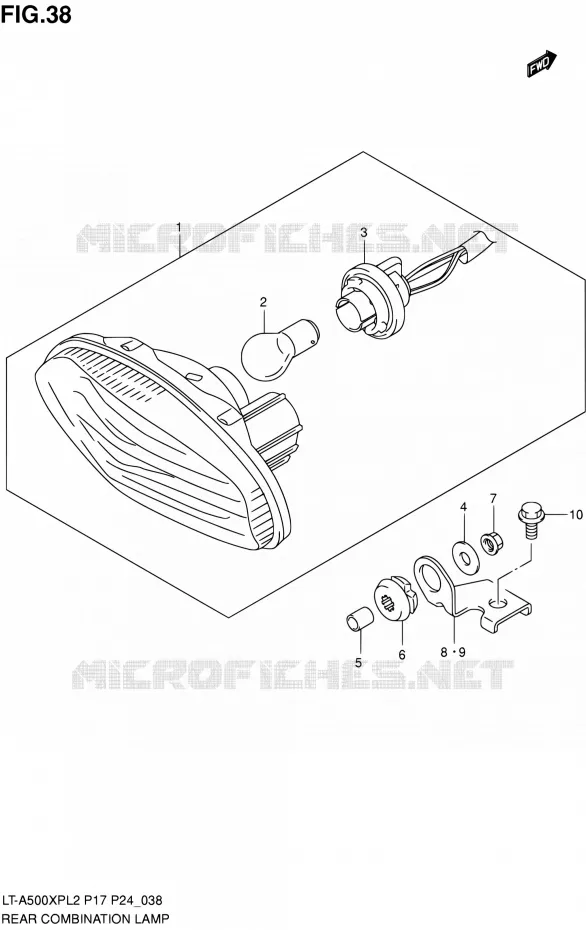ENSEMBLE FEU ARRIERE (LT-A500XPL2 P24) Suzuki QUAD 500 KINGQUAD 2012  LT-A500XP L2/LT-A500XPZ L2 (P17,P24)