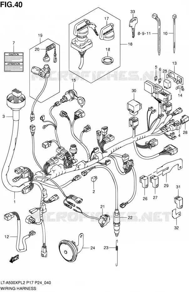 FAISCEAU ELECTRIQUE (LT-A500XPL2 P17) Suzuki QUAD 500 KINGQUAD 2012  LT-A500XP L2/LT-A500XPZ L2 (P17,P24)