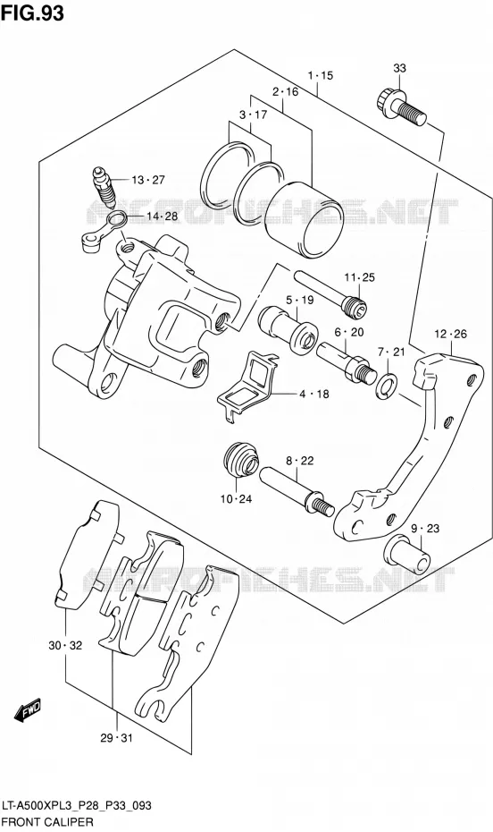 ETRIER DE FREIN AVANT Suzuki QUAD 500 KINGQUAD 2013  LT-A500XP L3/LT-A500XPZ L3 (P03,P28,P33)