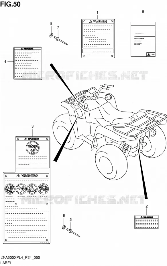 ETIQUETTE Suzuki QUAD 500 KINGQUAD 2014  LT-A500XP L4 (P24)