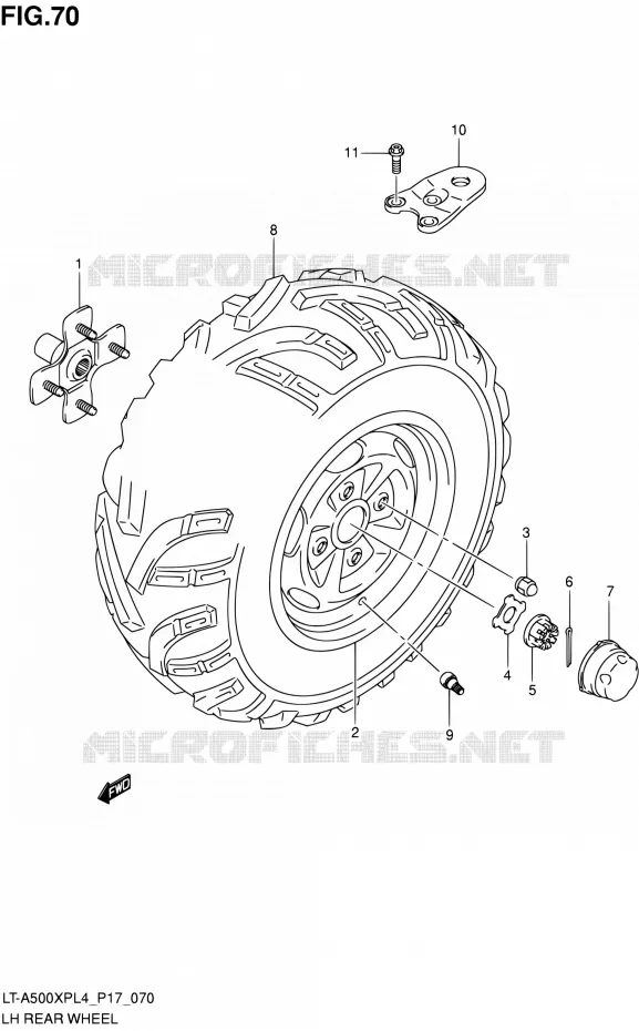 ROUE ARRIERE GAUCHE (LT-A500XPZL4 P17) Suzuki QUAD 500 KINGQUAD 2015  LT-A500XP L4/LT-A500XPZ L4 (P17)