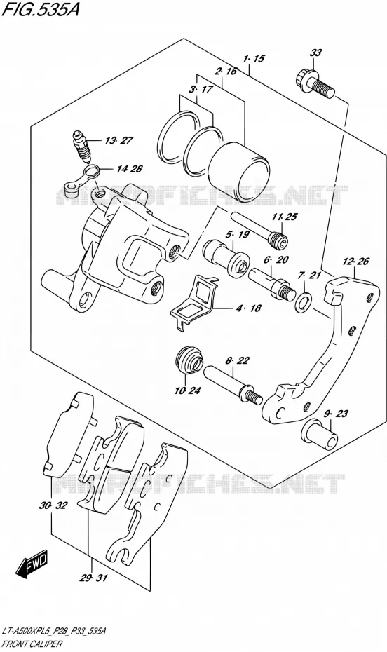 ETRIER DE FREIN AVANT Suzuki QUAD 500 KINGQUAD 2015  LT-A500XP L5/LT-A500XPZ L5 (P03,P28,P33)