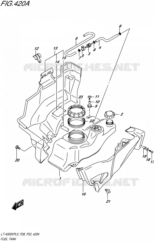 RESERVOIR D'ESSENCE Suzuki QUAD 500 KINGQUAD 2015  LT-A500XP L5/LT-A500XPZ L5 (P03,P28,P33)