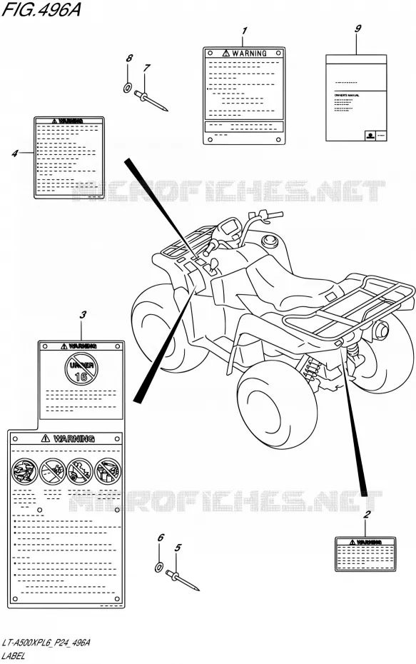 ETIQUETTE Suzuki QUAD 500 KINGQUAD 2016  LT-A500XP L6 (P24)