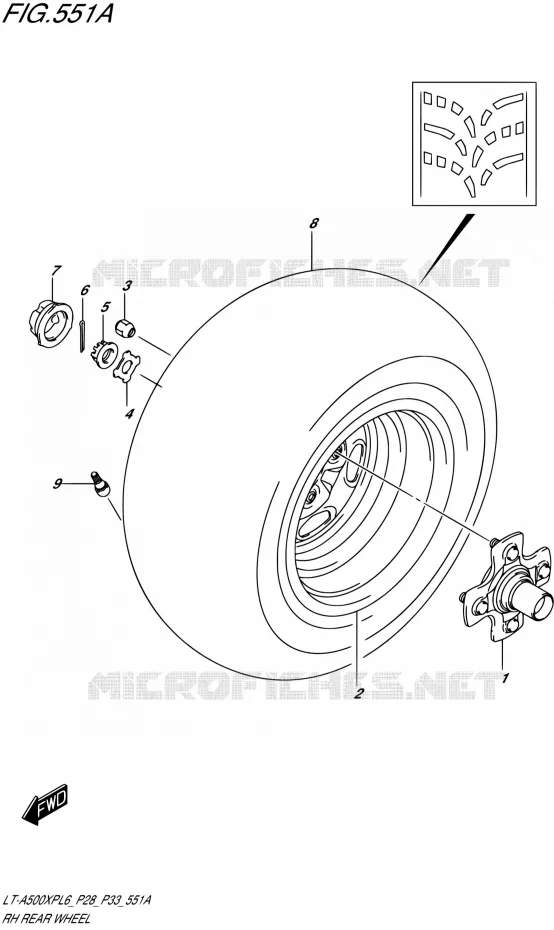 ROUE ARRIERE DROITE Suzuki QUAD 500 KINGQUAD 2016  LT-A500XP L6/LT-A500XPZ L6 (P28,P33)