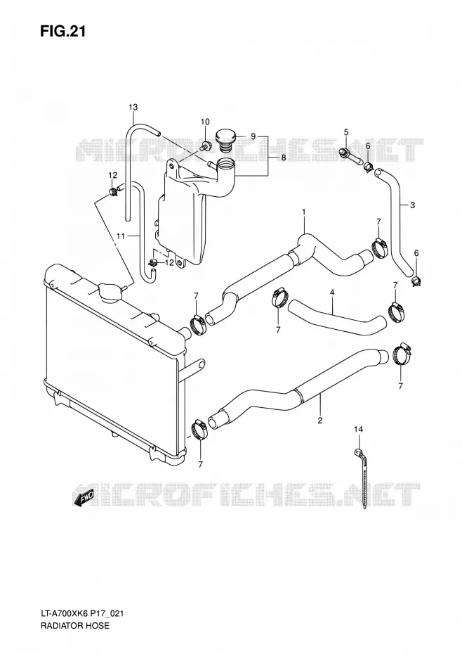 DURITE DE RADIATEUR Suzuki QUAD 700 KINGQUAD 2007  LT-A700X K7 (P17,P24)