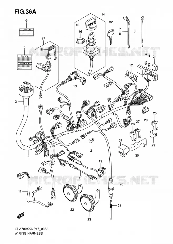 FAISCEAU ELECTRIQUE (MODEL K6/K7 F.NO.5SAAP41A 67110001~) Suzuki QUAD 700 KINGQUAD 2007  LT-A700X K7 (P17,P24)