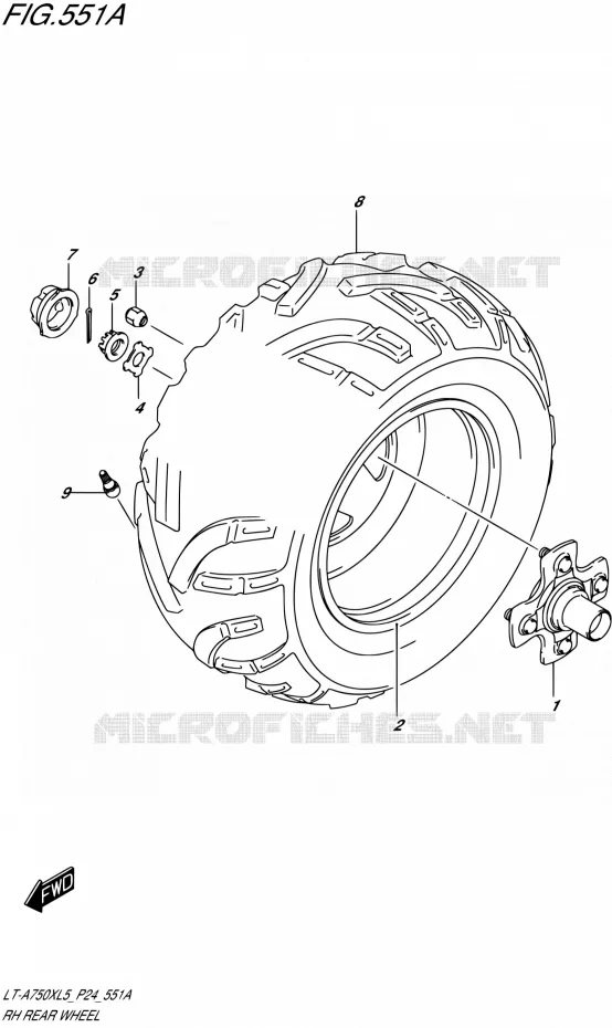 ROUE ARRIERE DROITE Suzuki QUAD 750 KINGQUAD 2015  LT-A750X L5 (P24)