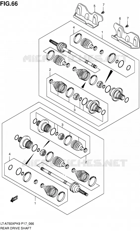ARBRE DE ROUE ARRIERE Suzuki QUAD 750 KINGQUAD 2010  LT-A750XP L0 (P17,P24)