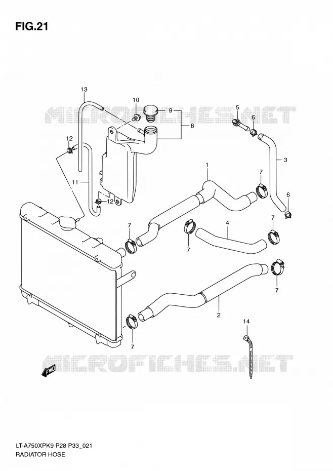 DURITE DE RADIATEUR Suzuki QUAD 750 KINGQUAD 2010  LT-A750XP L0/LT-A750XPZ L0 (P28,P33)
