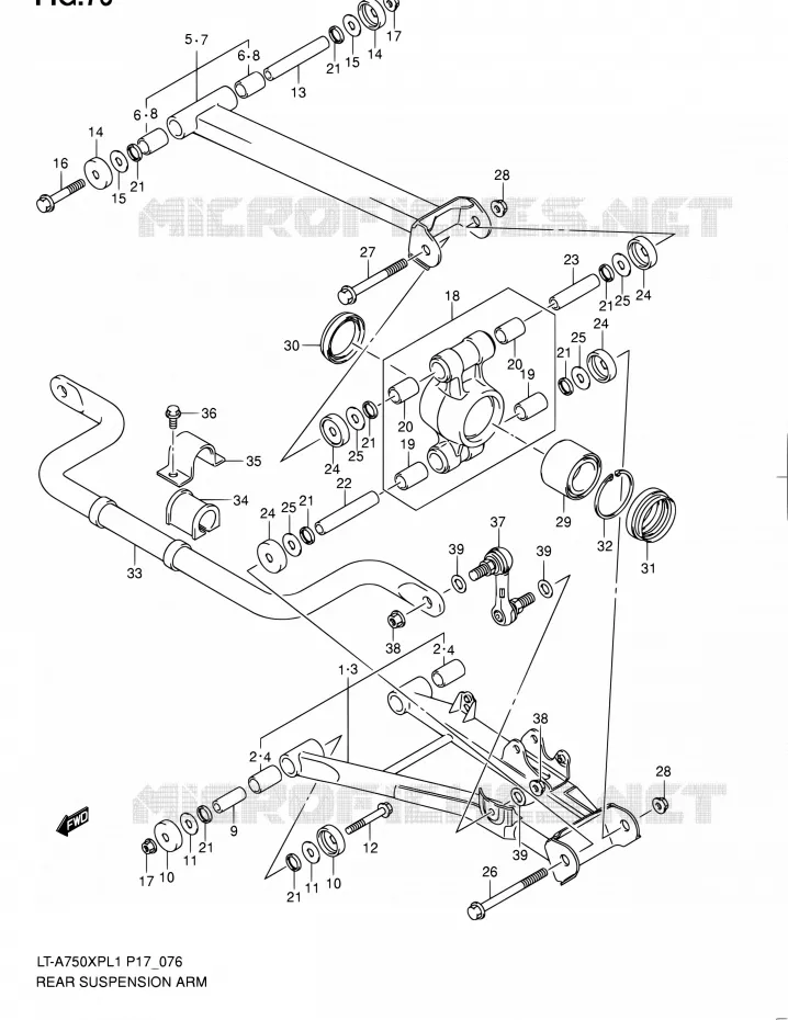 BRAS SUSPENSION ARRIERE Suzuki QUAD 750 KINGQUAD 2011  LT-A750XP L1 (P17,P24)