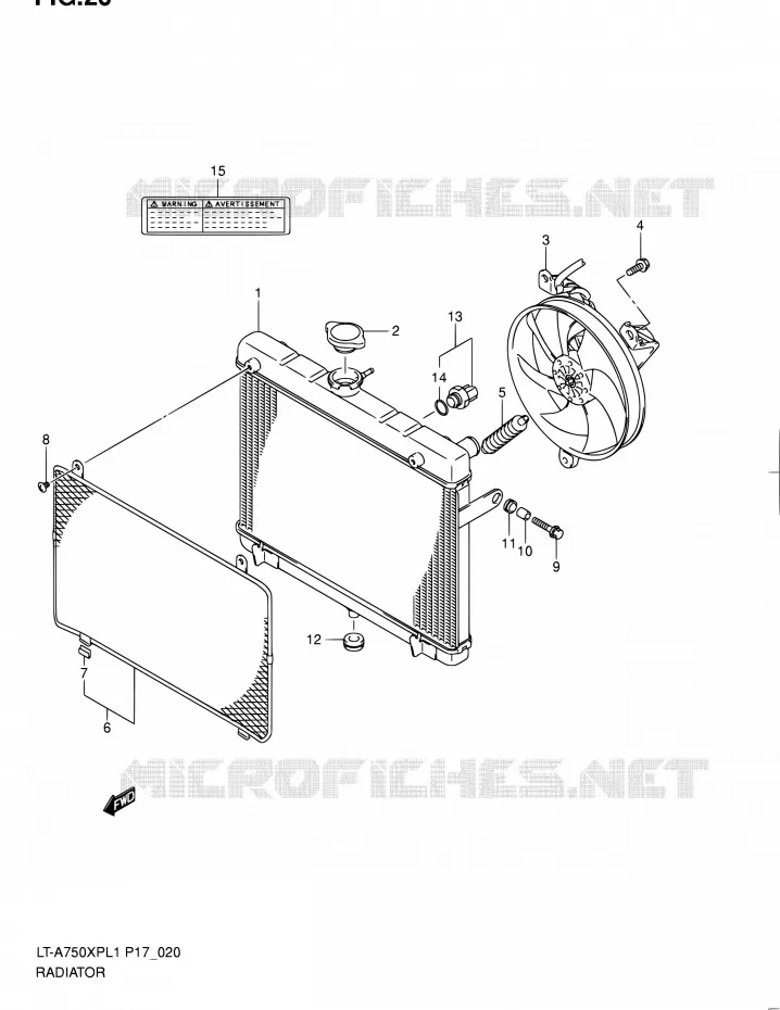 RADIATEUR (LT-A750XPK9 P17) Suzuki QUAD 750 KINGQUAD 2011  LT-A750XP L1 (P17,P24)
