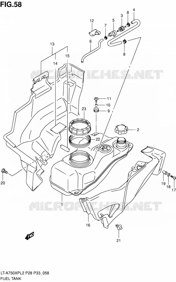 RESERVOIR D'ESSENCE Suzuki QUAD 750 KINGQUAD 2012  LT-A750XP L2/LT-A750XPZ L2 (P03,P28,P33)