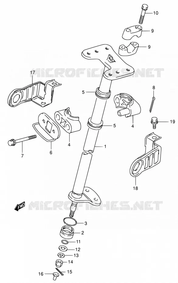 COLONNE DE DIRECTION Suzuki QUAD 160 OZARK 2003  LT-F160 K3 (P19,P24,P51)