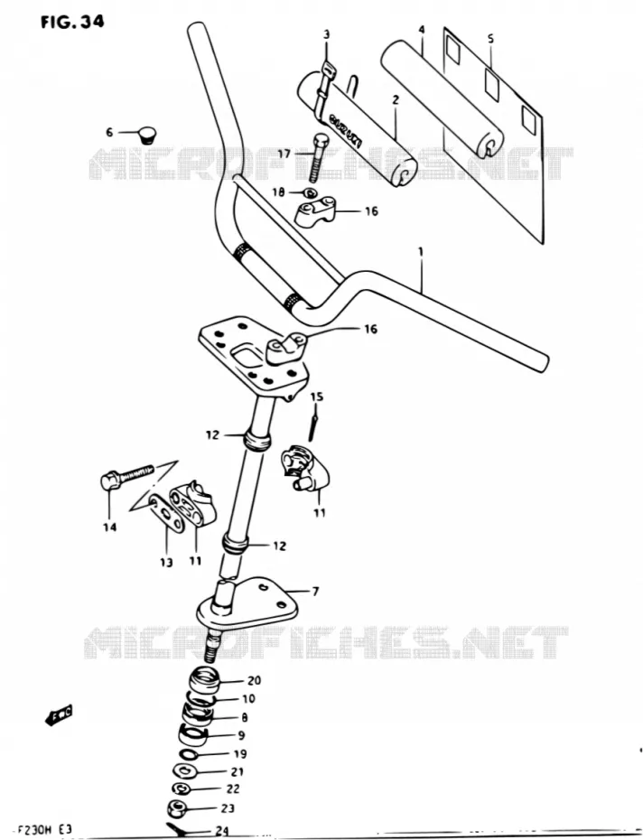 GUIDON - COLONNE DE DIRECTION Suzuki QUAD 230 OZARK 1987  LT-F230