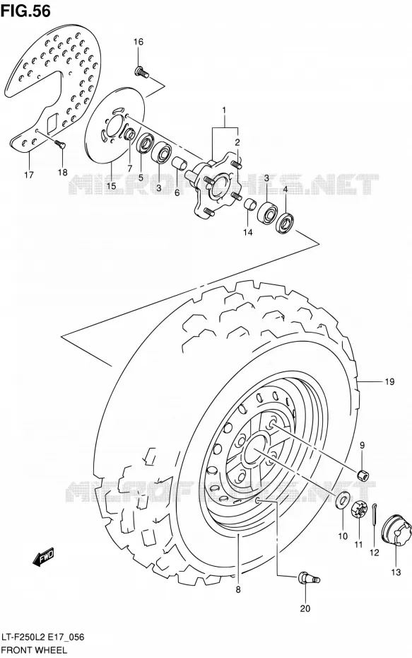 ROUE AVANT Suzuki QUAD 250 OZARK 2012  LT-F250 L2 (E17,E24)